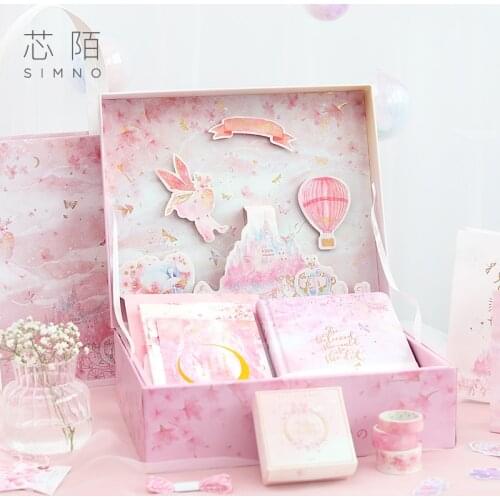 Cute girl heart exquisite note diary set gift box color page diary tool material luxury birthday gift