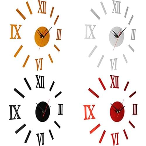 1Pc Wall Clock DIY 3D Acrylic Mirror Stickers Wall Hanging Clock Wall Sticker for Living Room Home Decoration Hanging Clocks