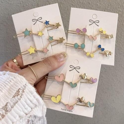 New Women Star Vintage Bow Lovely Heart Star Geometric Alloy Hairpins Flowers Headwear Hair Clips Barrettes Female Fashion Pins