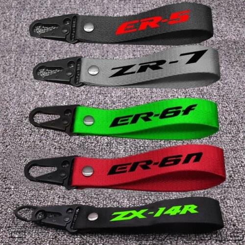 NEW Motorcycle 3D LOGO Strap Key Ring Keyring For kawasaki ER-5 ZR-7 ER-6N ER-6F ZX-14R Motocross Key Chain Keychain