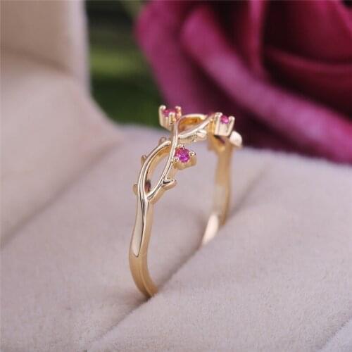 NurmWung Women Rings Leaf Zircon Creative Thorns Minimalist Valentines Day Personality Charm Gift Fashion All-Match Jewelry