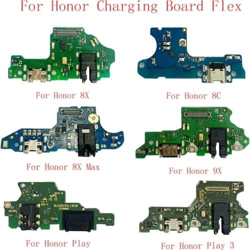 Original USB Charging Dock Port Connector Board Flex Cable For Huawei Honor 8C 8X 8X Max 9X Play Play 3 Note 10 Replacement Part
