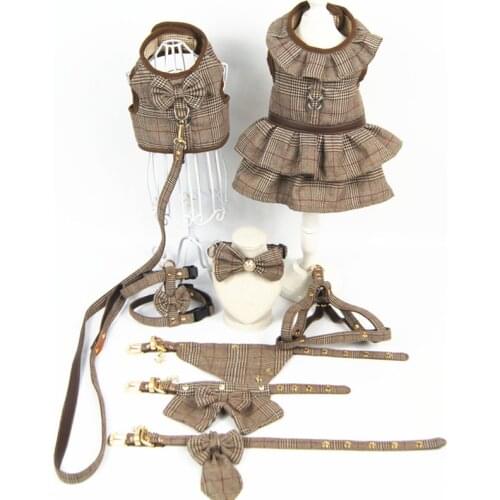 Dog Collar Pets Vests Small Dog Harness Clothes Cat Dog Leash Chihuahua Dogs Accessories For Small Breeds Dogs Luxury Designer