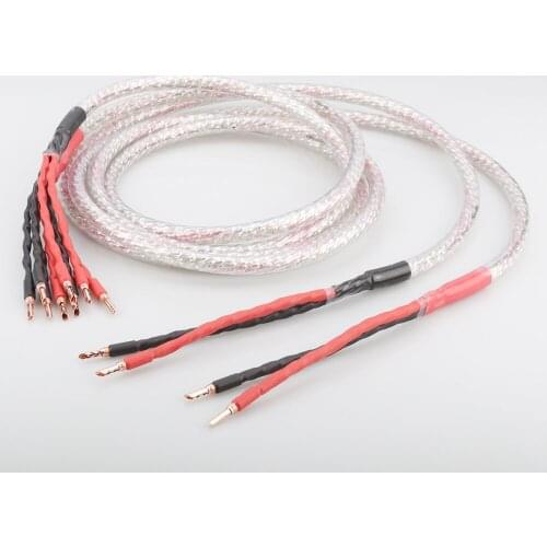 Pair 2.5m Pair OFHC Copper speaker cable with banana plug Audio HIFI Speaker wire