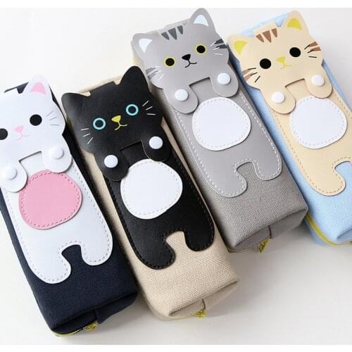 Creative Korea Cute Simple Canvas Pencil Bag Female Student Large Capacity Zipper Pencil Office School Supplies Pencil Cases