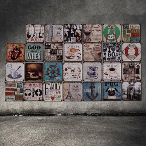 Retro iron sheet painting decorative wall painting Home Furnishing creative vintage decoration cafe bar wall paintings