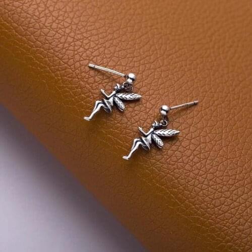 Flower fairy Elf earrings woman Tai-silver 100% 925 Sterling silver Jewelry fashion Hypoallergenic Stud earrings women girl gift