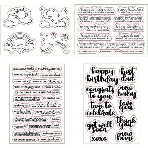 Sunny Cloudy Moon Word letters Cosmic Clear Stamps for DIY Scrapbooking Craft Card Transparent Stempels Silicone Seal New 2020
