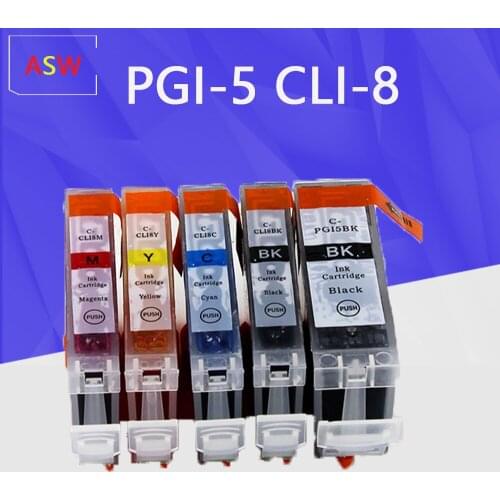 5pcs Compatible Ink Cartridges PGI-5 CLI-8 PGI5 CLI8 for Canon PIXMA iP4200 iP4300 iP4500 MP500 iP5200 MP530 MP600 MP610 MP800