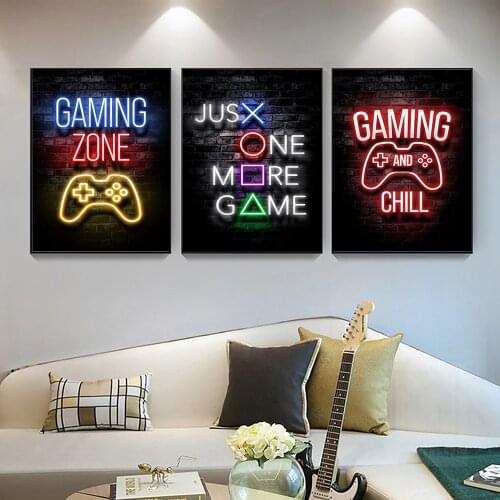 Modern Gaming Gamer Quotes Posters Retro HD Print Canvas Painting Funny Player Gift Wall Art Pictures for Boys Kids Room Decor