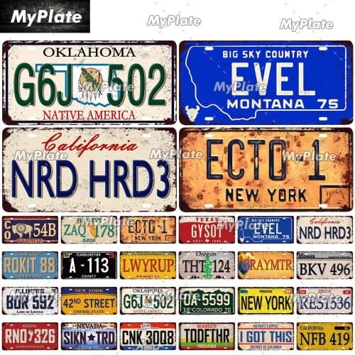 License Plate Plaque Metal Vintage Bar Furniture Plates Panels Tiki Bar Sign Vintage Decor Man Cave Decoration Drop Shipping