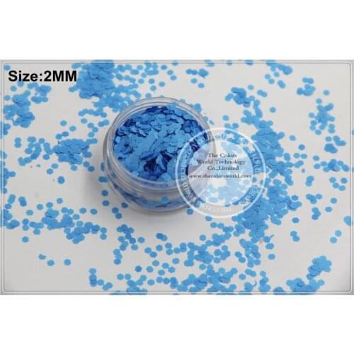 TCF505 Neon Blue Colors 2.0mm size solvent resistant glitter for nail Art nail Polish or other DIY decoration