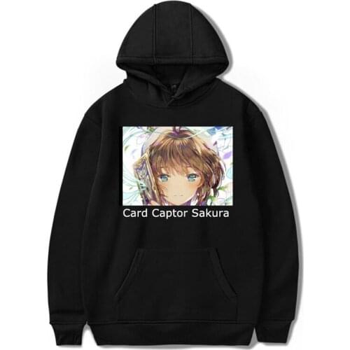 Japan Anime Sakura Card Captor Hoodie Women Men Hip Hop Sweatshirts Coat Harajuku Thin Velvet Warm Printed Hooded Tracksuit Tops