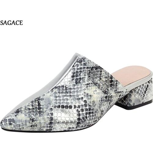 SAGACE Womens Snake Print Flat Slip-On Pointed Toe Non-slip Casual Shoe Sandals Slipper Summer Shoes 2020 Beach Vintage Sandalia