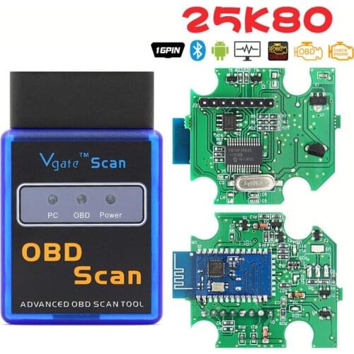 Vgate Scan Obd Elm327 Bluetooth APP V2.1 Hardware V1.5 25K80 Solution Car Scanner Automotive Tools