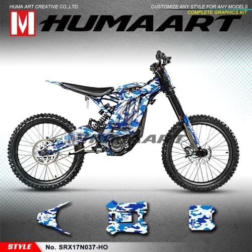 HUMARRT Custom Graphics Vinyl Decals Stickers for Sur-Ron Light Bee X S Electric Bike Style No. SRX17N037-HO, Blue White Camo