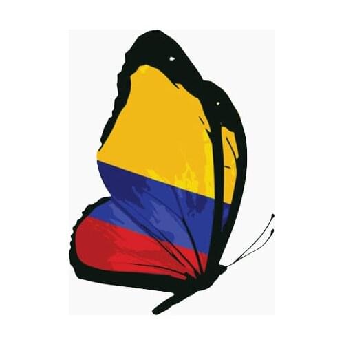 Hot Sell Cartoon Dreamy Colombia Flag Butterfly The Tail of The Car Sticker Motorcycle Superior Quality Vinyl Decals Anti-UV PVC