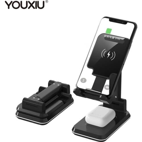 YOUXIU 15W Wireless Charger Phone Stand 2 in 1 Mount Auto-Clamping Qi Fast Charging Holder For iPhone 11 Pro Max XS XR X