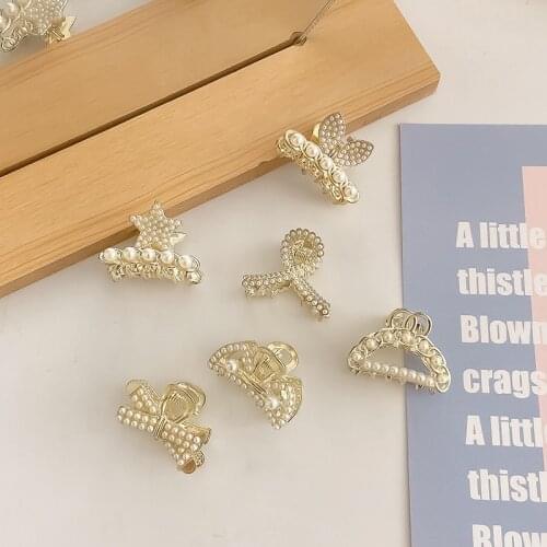 New Women Girls Elegant Geometric Metal Pearls Hair Claws Sweet Hair Decorate Clips Hairpins Headband Fashion Hair Accessories