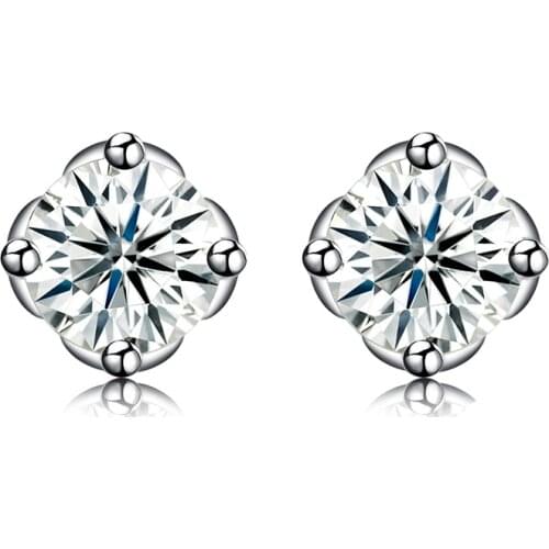 ZEMIOR S925 Sterling Silver Earrings For Women Flower Shape 5A Cubic Zirconia CZ Stud Earring Shining Clearly Fine Jewelry