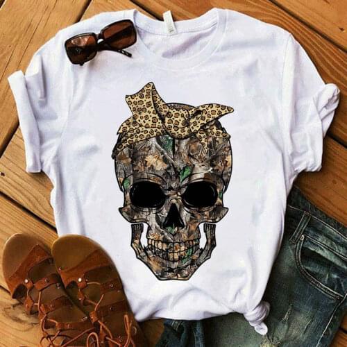 Women Fashion Sugar Skull Pink Bandana Mom Tops Skull Bandana Mama T-Shirt Harajuku Kawaii Tee Short Sleeve Tees Drop shipping