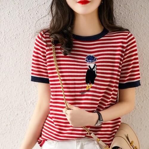 Korean Sweater Women Knitted Sweaters for Women Short Sleeve Basic White Sweater Plus Size Summer Woman Knit Pullover Sweaters