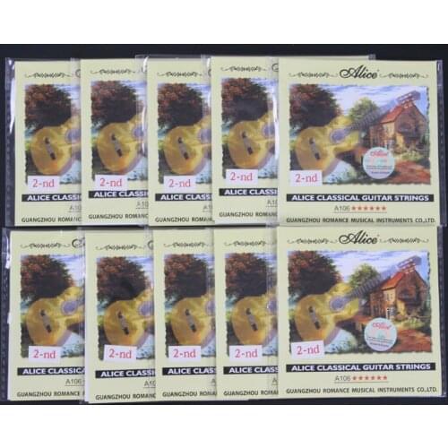 10pcs A106 Hard tension .0325 inch Clear Nylon Second 2-nd Single B Classical Guitar Strings