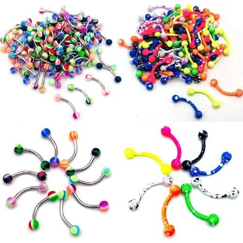 10Pc Punk Stainless Steel Barbell Helix Lobe Tongue Belly Nose Rings Ball Punk Bar Lip Ring Eyebrow Piercing Body Jewelry