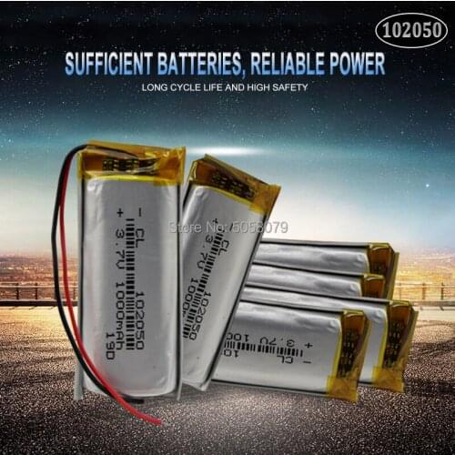 10pc 3.7V 1000mAh Battery 102050 li-ion Lipo cells Lithium Li-Po Polymer Rechargeable Battery For Bluetooth speaker GPS PDA POS