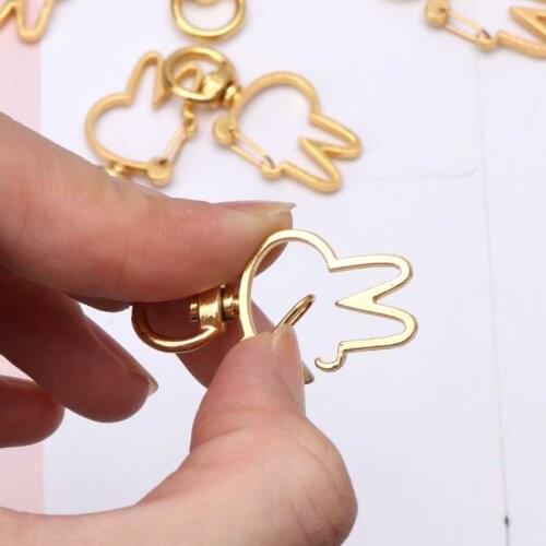 10Pcs Cute Rabbit Keychain Metal Swivel Lobster Clasp Snap Hook Jewelry Findings