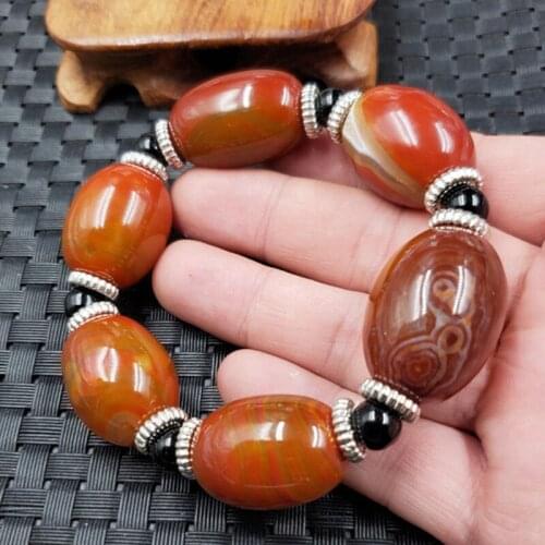 Natural Dragon Agate beads Bracelet for men bracelets jade genuine texture red jade jewelry Tibet Dzi Bracelet