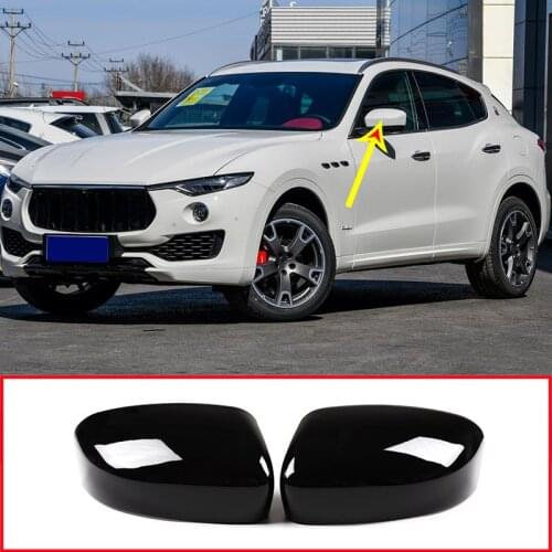 2 x Glossy Black Car Side Rearview Mirror Cover Cap Trim Accessories For Maserati Levante 2016 2017 2018 2019