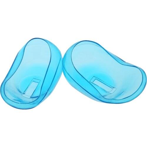 2PCS Transprarent Silicone Ear Cover Hair Dye Shield Protect Salon Blue