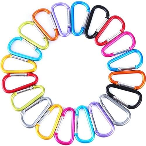 20pcs D-ring Locking Carabiner Keychain Spring Clip Lock Carabiner Hook Outdoor Camping Professional Outdoor Equipment