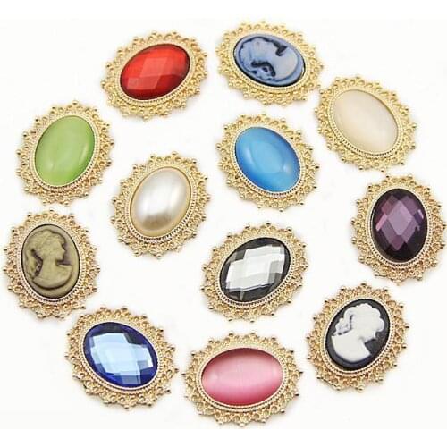 5pcs Vintage Inlay Crystal Pearl Buttons Diy Crafts Flatback Metal Buttons Decorative Scrapbooking Accessories Hair Accessory