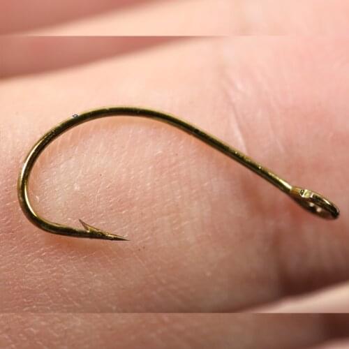50pcs Single Spoon Hook Big Eye / Ring Fly Tying Hook Bronzed Silver Color Trout Fishing Fly Hooks
