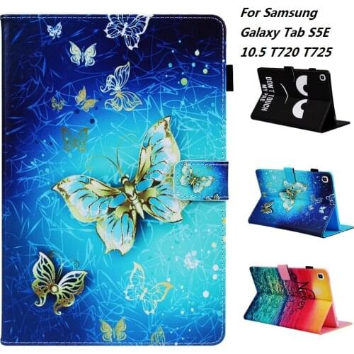 Butterfly PU With Card Slot Case for Samsung Galaxy Tab S5E 2019 SM T720 SM T725 New Galaxy tab S5E 10.5" tablet Cover Case