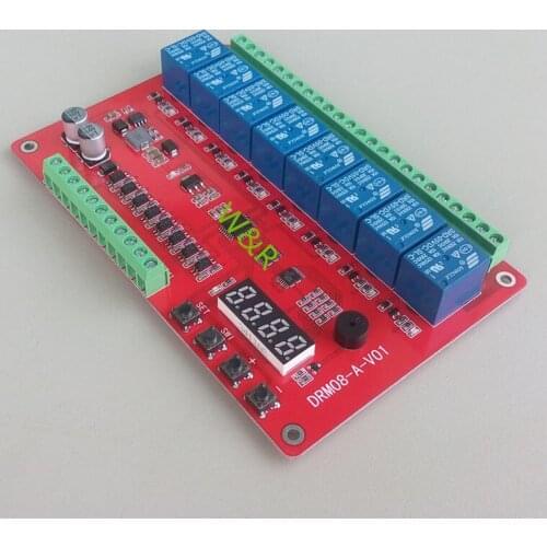 DRM08/eight-way multi-function relay module / delay / self-locking / cycle / timing / linkage / control module