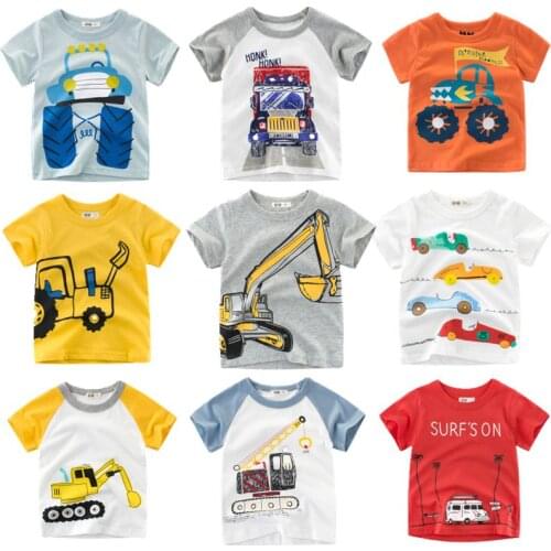 2-8Y Cartoon Print Baby Boys Dinosaur T Shirt For Summer Infant Kids Boys Girls T-Shirts Clothes Cotton Toddler Letter Tops