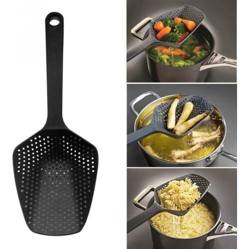 Nylon Strainer Scoop Colander Kitchen Accessories Gadgets Drain Veggies Water Scoop Gadget Cooking Tools Black Large