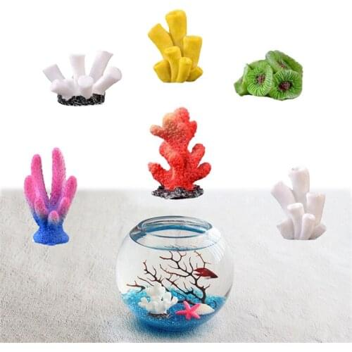 Artificial Coral Aquarium Decoration Ornament Colorful Resin Coral Fish Tank Decor For Aquarium Miniature Garden Micro Landscape