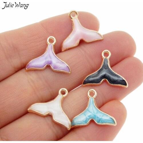 Julie Wang 10pcs 17*15mm Zinc Alloy Mermaid Tail Charms Mix Color Enamel Pendants Necklace Accessory Bracelet Making Accessory