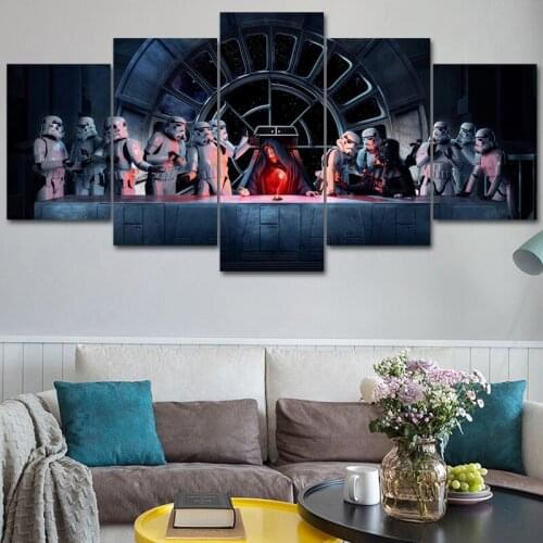 The meeting before the alien war 5 pcs Modern Home Wall Decor Canvas Picture Art HD Print Painting On Canvas for Living Room