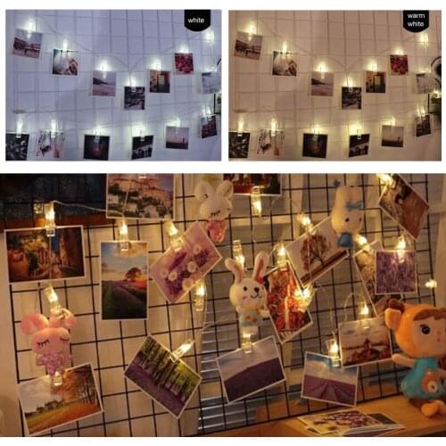 Card Photo Clip Christmas Garlands 10 20 40 LED Battery Operated Bedroon Livingroom Led String Lights Wedding Valentines Decor