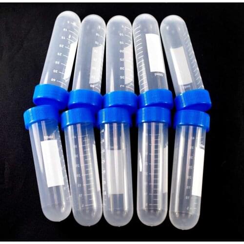 Pack of 50pcs Scale line 50ml Laboratory Plastic Centrifuge tube Round bottom Vial Snap Cap For Sample Specimen