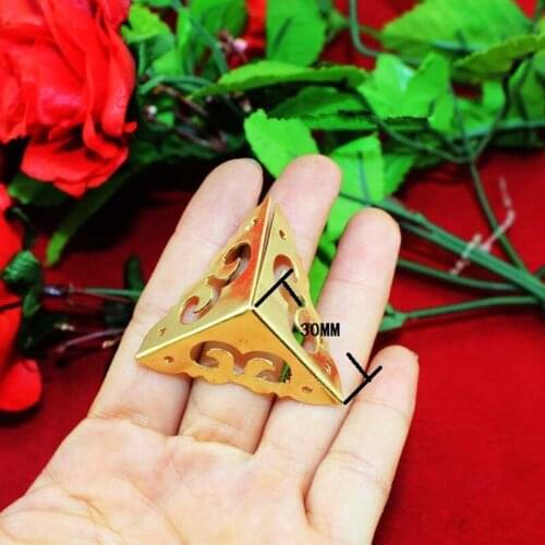 Brass Furniture Corner Brackets Jewelry Chest Wine Wooden Box Case Cabinet Corner Protector Chinese Furniture Hardware,30mm,8Pcs