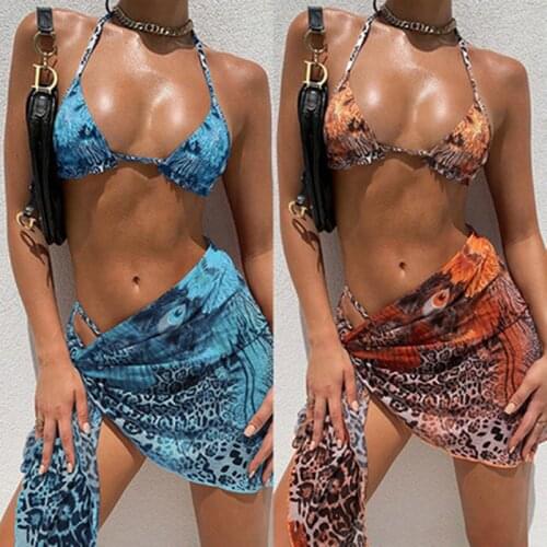 Leopard Bikini 2021 Swimsuit Women Mesh Sexy High Cut Micro Thong Bikinis Set Swimwear Female Bathing Suit 3 Piece Set Swimsuits