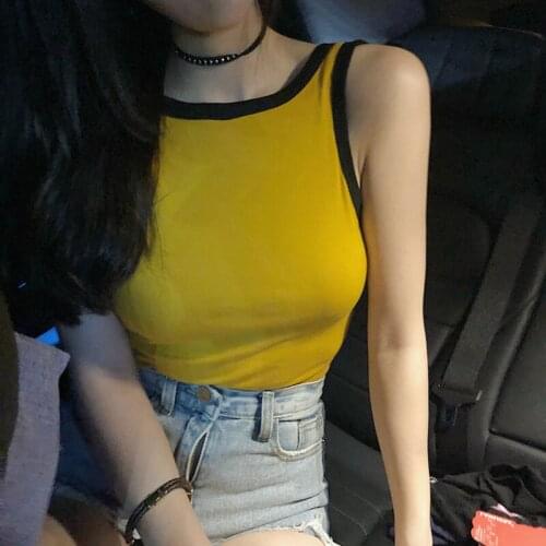 HOT Sexy Backless Camisole Female Wireless Tanks Top Solid Sleeveless O Top Vest Camisole Korean style