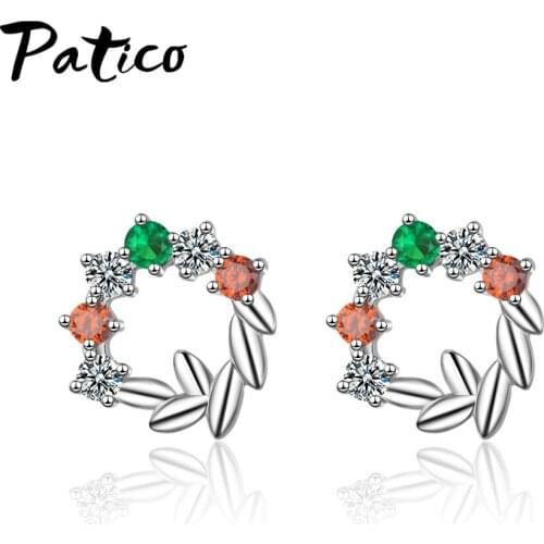 Lovely 925 Sterling Silver Earrings Brand Round Women Gold Silver Joyas Stud Earings Boucle Foreille Femme Jewelry Earings