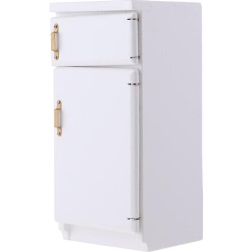 Miniature Wood Fridge Furniture for 1/12 Dolls House Kitchen Accessory Decor